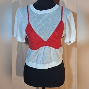 WILD FABLE Red and White Crop Top
